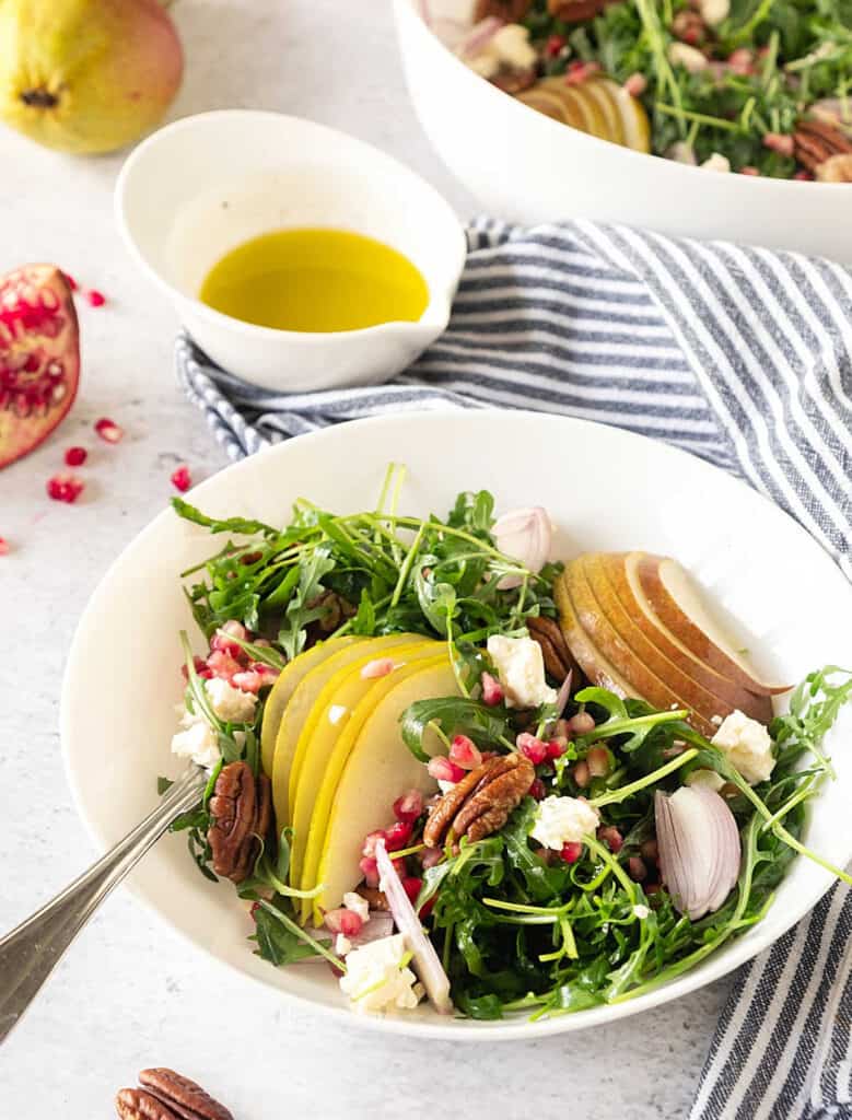 Pomegranate Salad (with pear arugula and spinach) Vintage Kitchen Notes