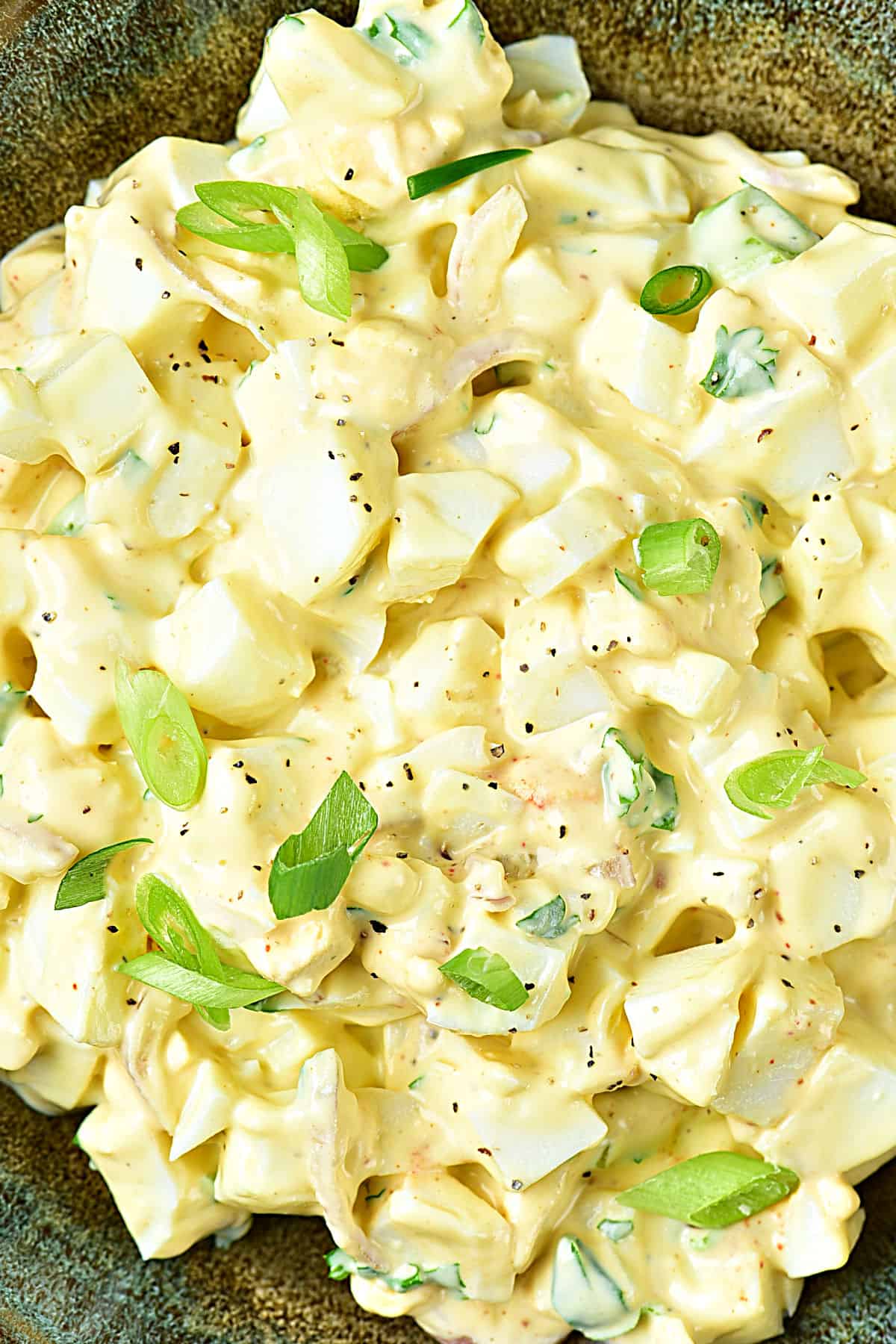 Mayo egg salad close up.