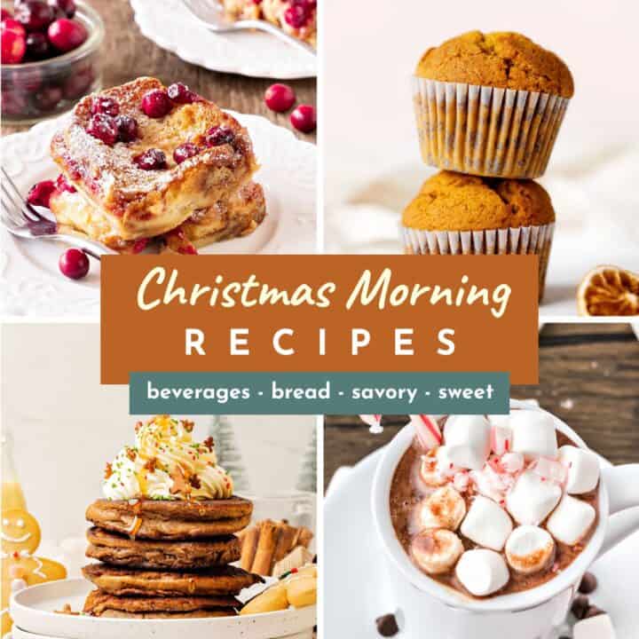 Christmas recipe collage with brown and green text overlay.